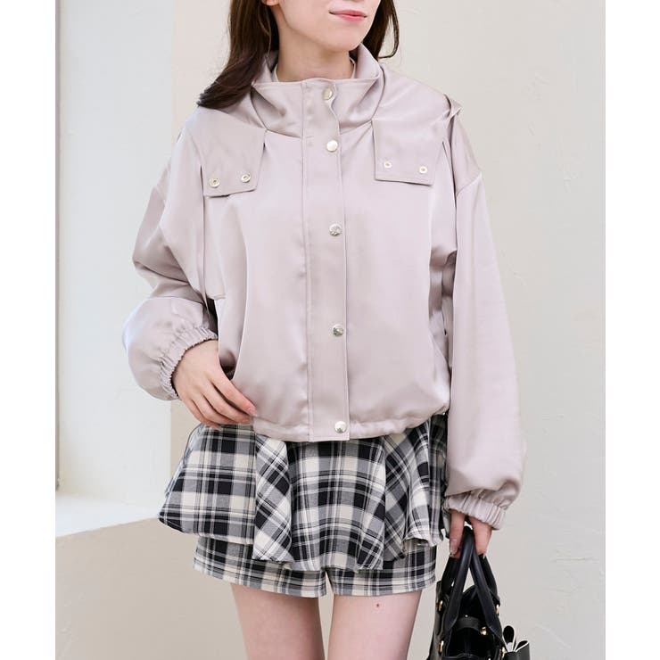 サテンショートフードブルゾン | MAJESTIC LEGON  | 詳細画像16 