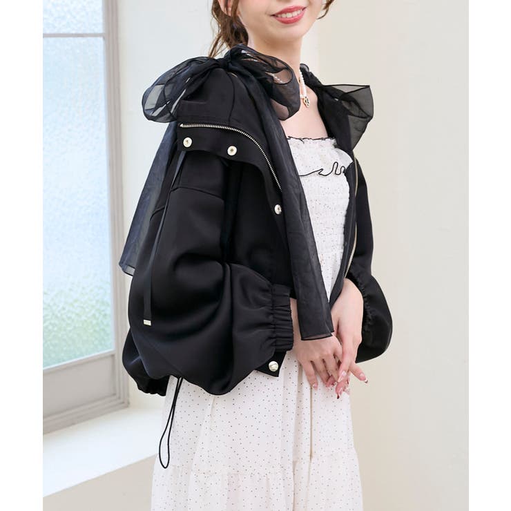 サテンショートフードブルゾン | MAJESTIC LEGON  | 詳細画像21 