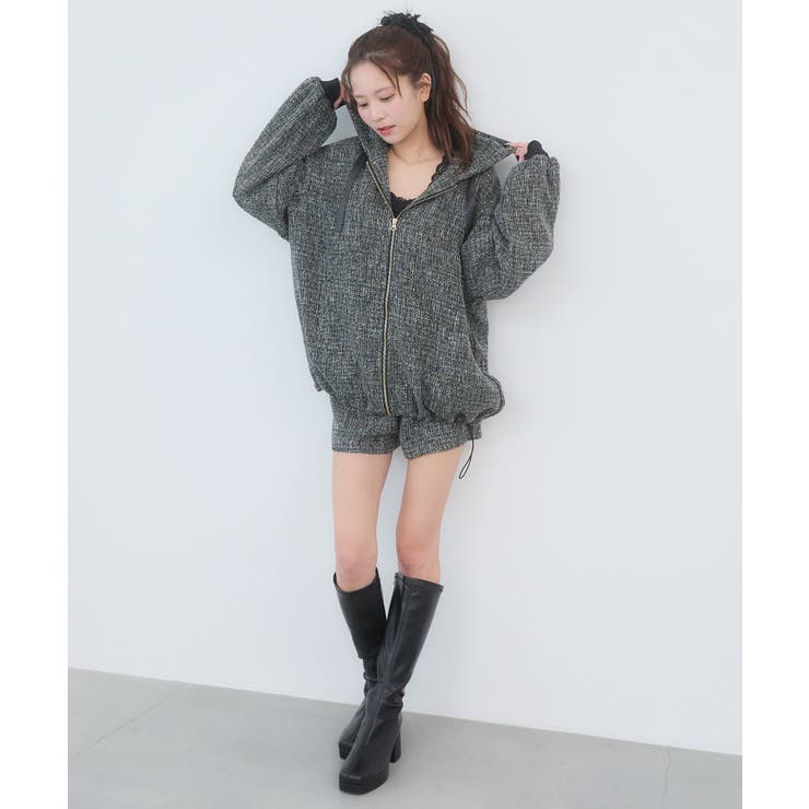 ブラック | キラキラツイードミディブルゾン | MAJESTIC LEGON 