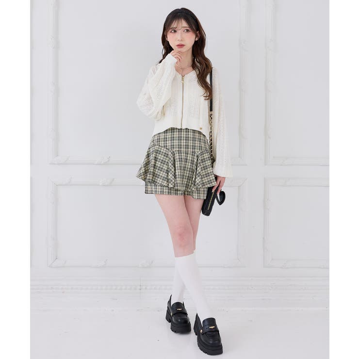 透かし柄ショートニットパーカー | MAJESTIC LEGON  | 詳細画像4 