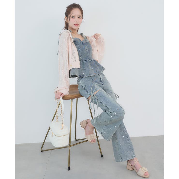 透かし柄ショートニットパーカー | MAJESTIC LEGON  | 詳細画像7 