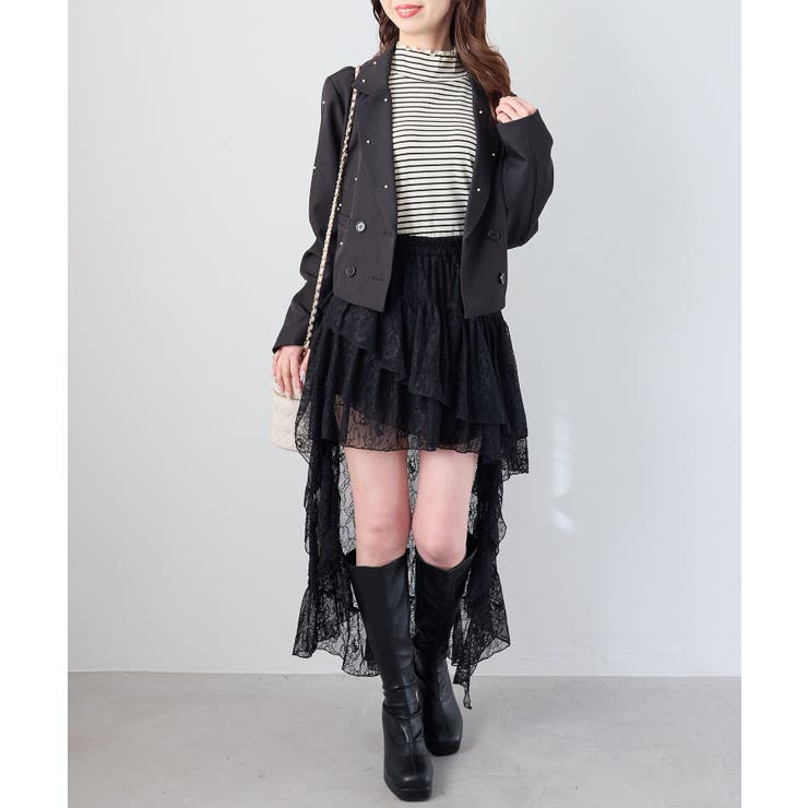 ブラック | アシメレースミニスカパン | MAJESTIC LEGON 