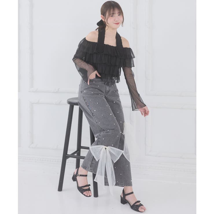 グレー | リボンブローチセットキラキラデニム | MAJESTIC LEGON 