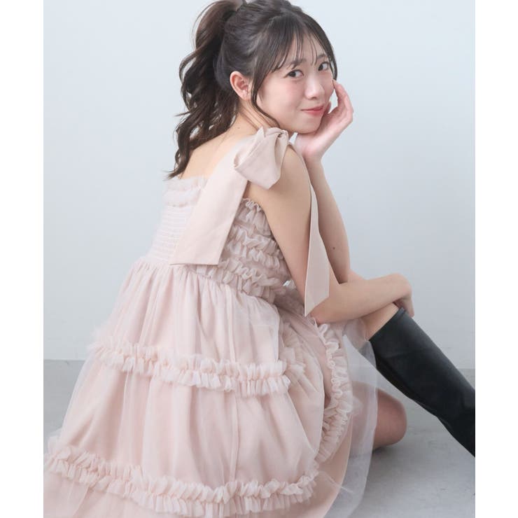 ピンク | ∞フリルチュールミニワンピース | MAJESTIC LEGON 