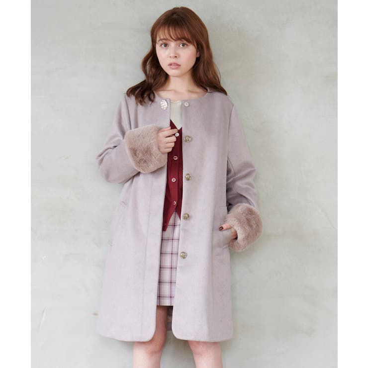ファー袖ノーカラーコート[品番：CTYW0000528]｜MAJESTIC LEGON 