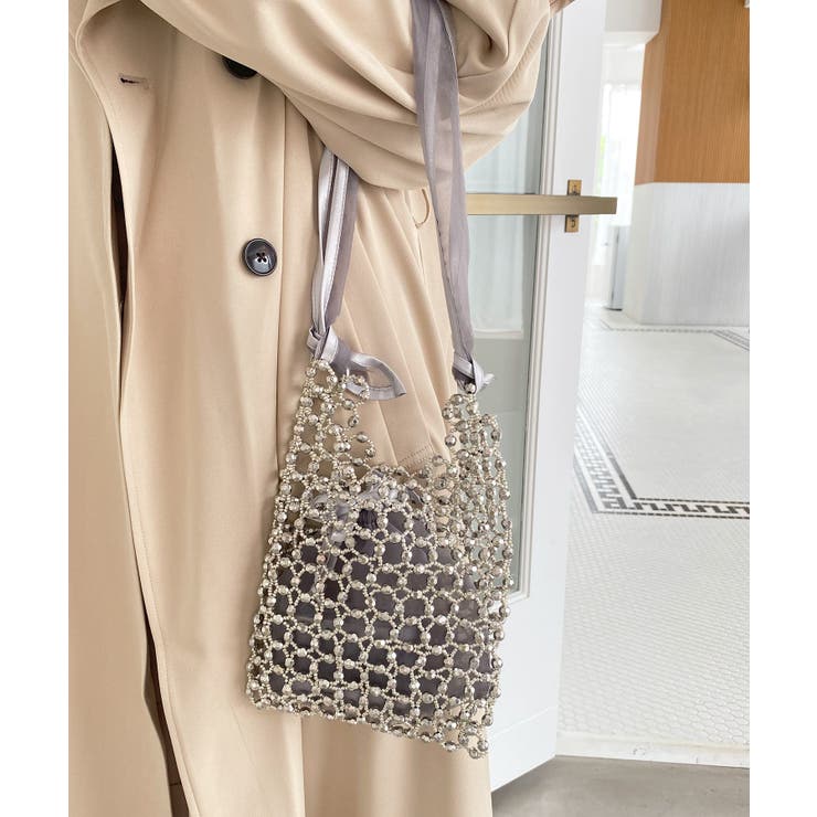 シルバー | リボンハンドルビーズバッグ | MAJESTIC LEGON 