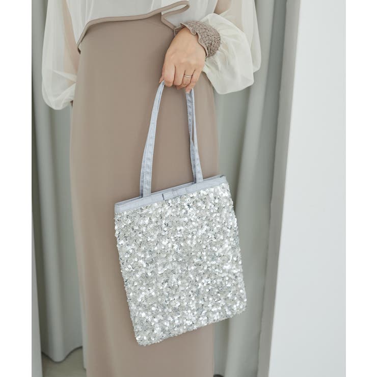 シルバー | スパンコールサテントート | MAJESTIC LEGON 