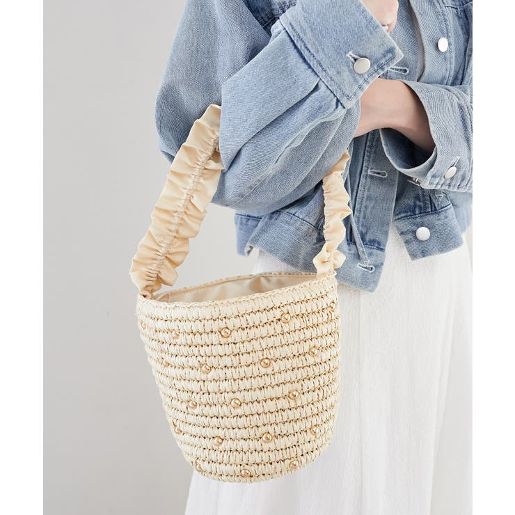 アイボリー | 雑材スタッズフリルバッグ | MAJESTIC LEGON 