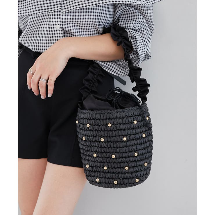ブラック | 雑材スタッズフリルバッグ | MAJESTIC LEGON 