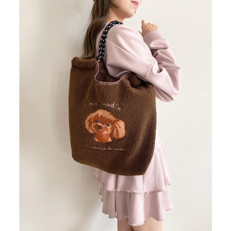 ブラウン | アニマル刺繍ボアトートバッグ | MAJESTIC LEGON 