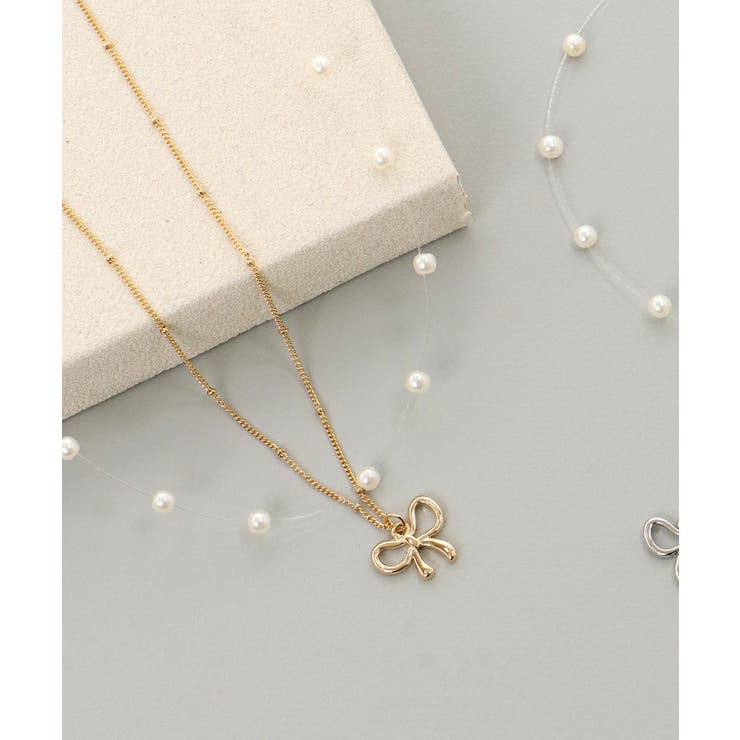 パール×リボンモチーフ2連ネックレス | MAJESTIC LEGON  | 詳細画像6 