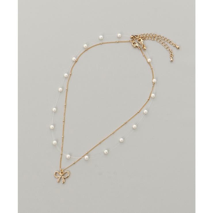 パール×リボンモチーフ2連ネックレス | MAJESTIC LEGON  | 詳細画像7 