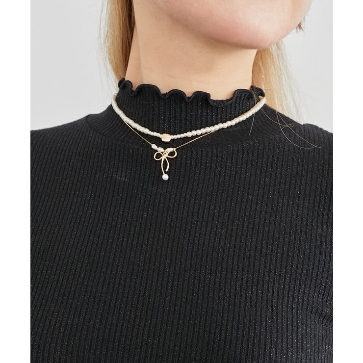 2連パール×リボンネックレス | MAJESTIC LEGON  | 詳細画像1 