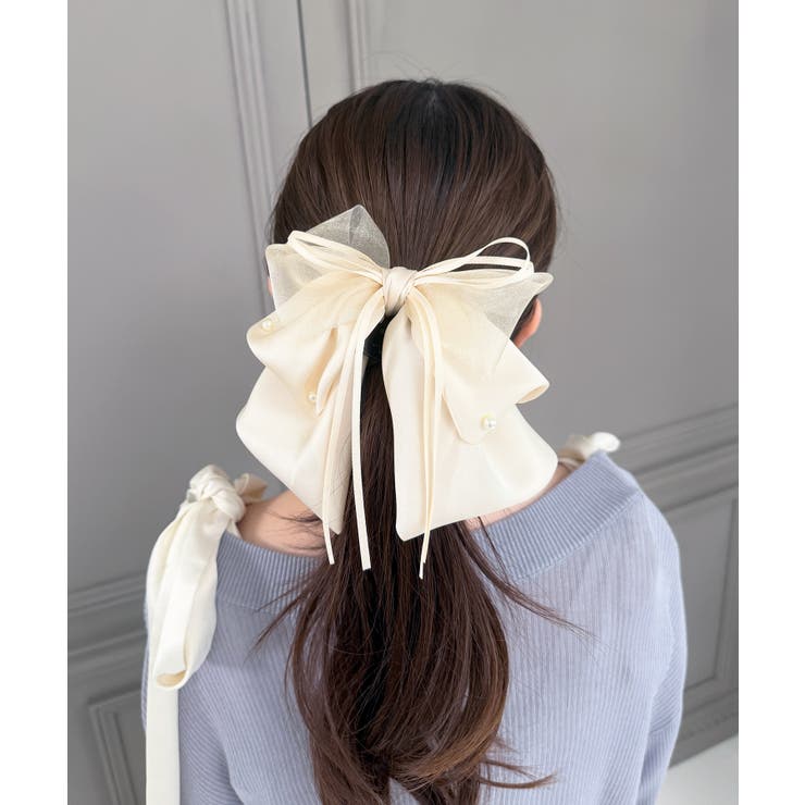 アイボリー | ボリュームリボンヘアクリップ | MAJESTIC LEGON 