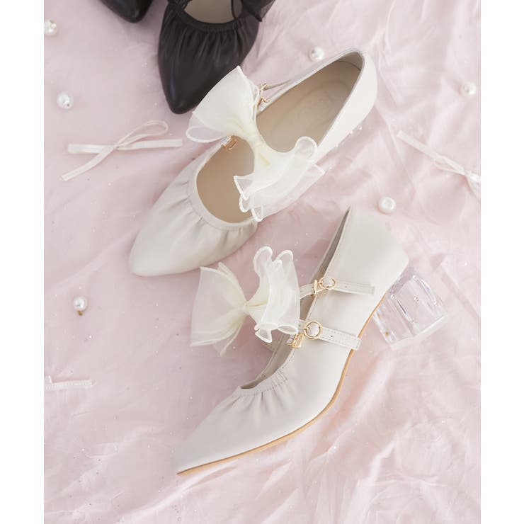 アイボリー | 2WAYリボンキラキラヒールパンプス | MAJESTIC LEGON 