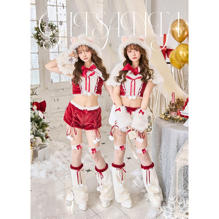ふわふわメレンゲリボンキャットサンタ《ハロウィンコスプレ7点セット