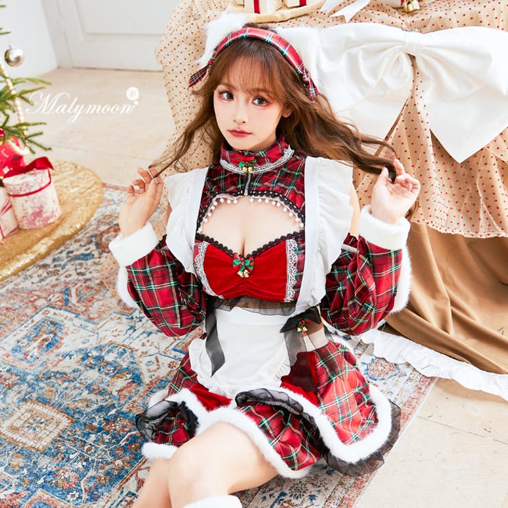 Malymoonジングルチェックジャージキャットサンタ ジングルチェックジャージキャットサンタ[品番：MYMT0000786