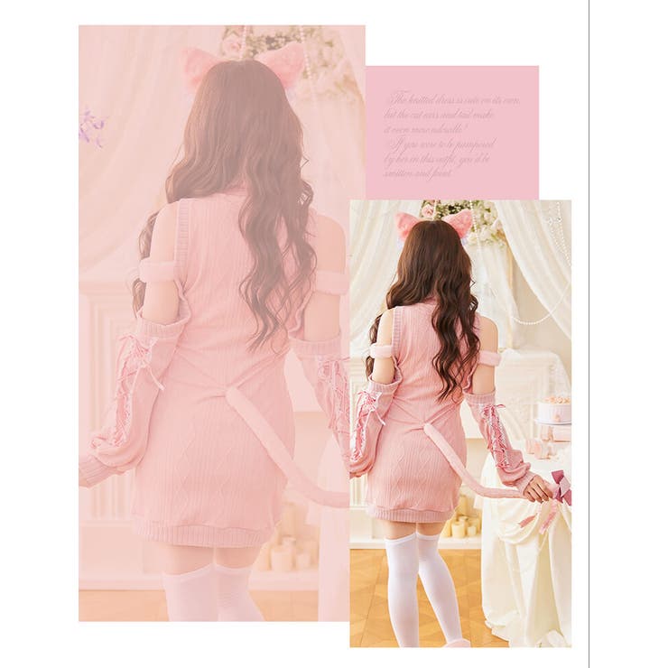 Malymoon マリームーン リュバンニットガーリーキャット　グレー リュバンニットガーリーキャット[品番：MYMT0000797]｜Malymoon