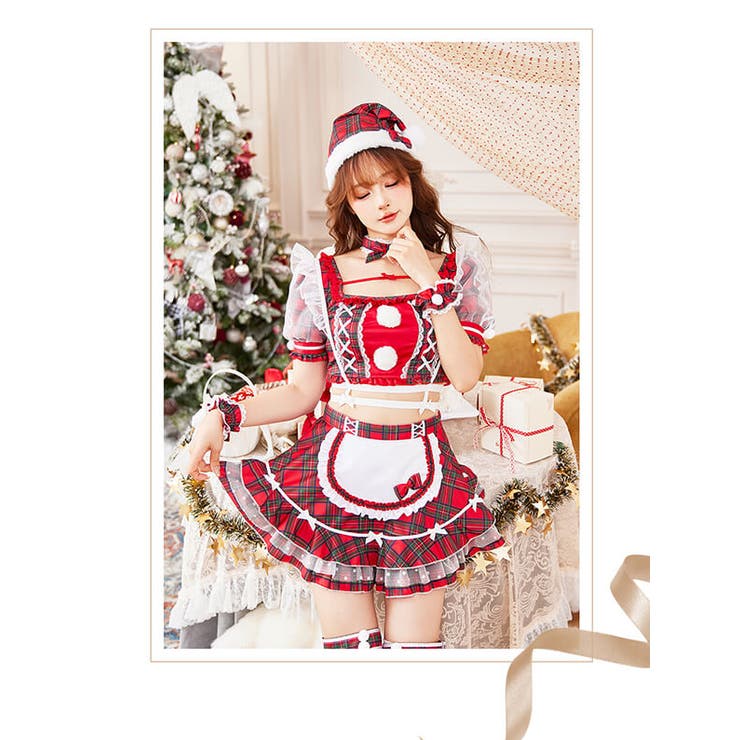 即日発送】ガーリーチェックサンタ《クリスマスコスプレ8点セット》【Malymoon/マリームーン】【10186】 |  オリジナルコスチューム(original design costume),クリスマスコスプレ（X'mas-costume） | Malymoon( マリームーン)オフィシャルウェブストア