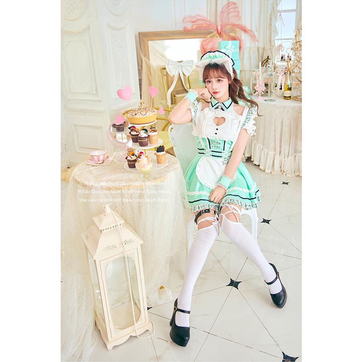 マカロングリーンキャットメイド《ホワイトデーコスプレ8点セット