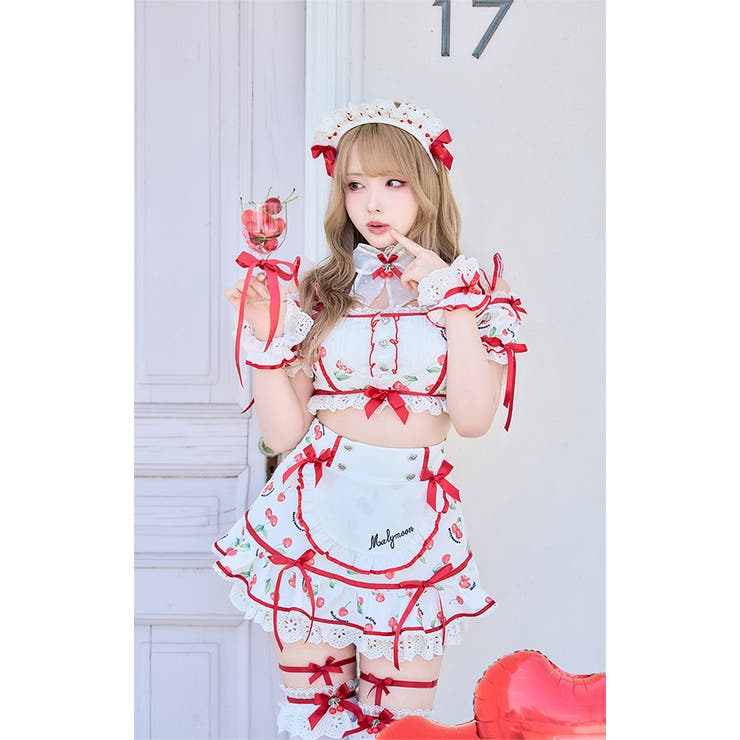 Malymoon ホイップチェリー スイムウェア 水着 コスプレ ホイップチェリーデザートメイド《オリジナルコスプレ8点セット