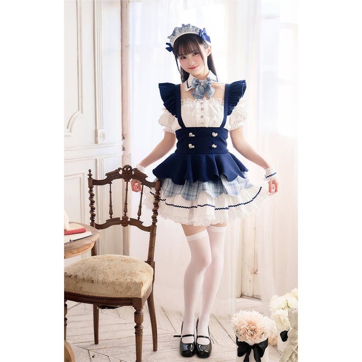 Malymoon ミッドブルー メイド服 Mサイズ 即日発送】ミッドブルージャージメイド《ハロウィンコスプレ6点