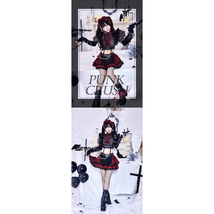 ガーリーチェックパンククラッシュメイド《オリジナルコスプレ12点