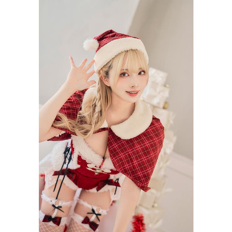 ホリデーチェックサンタ グレー【Malymoon/マリームーン】 グレー/レッドは予約】ホリデーチェックサンタ《クリスマス