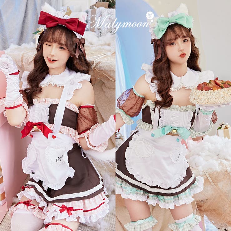2color猫メイド《ハロウィンコスプレ8点セット》【Malymoon マリーム