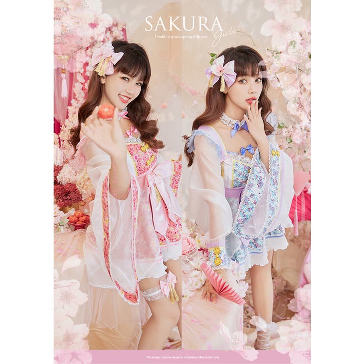 【人気商品】Malymoon プリズムリボン桜シアードレス【大幅値下げ】 プリズムリボン桜シアードレス[品番：MYMT0000625]｜Malymoon