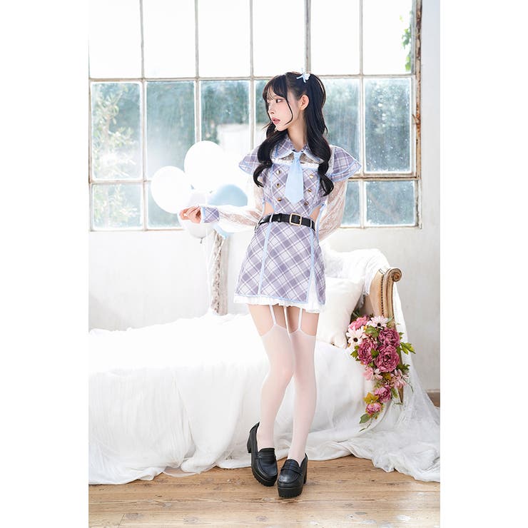 【新作】Malymoon 制服コスチューム ブルーは予約】小悪魔制服コスチューム《ハロウィンコスプレ10点