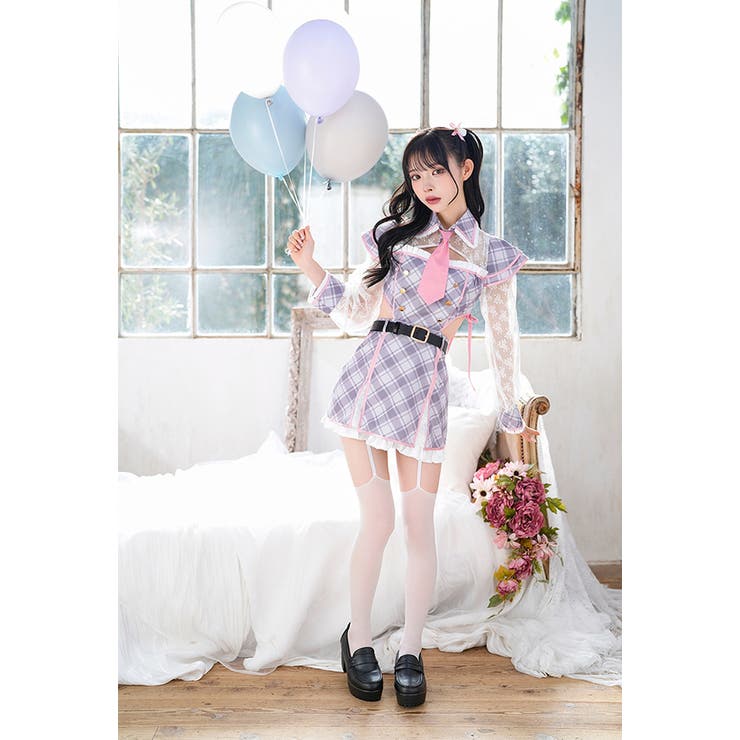 マリームーン レーススリーブ制服 コスチューム ピンク レーススリーブ制服コスチューム[品番：MYMT0000619]｜Malymoon