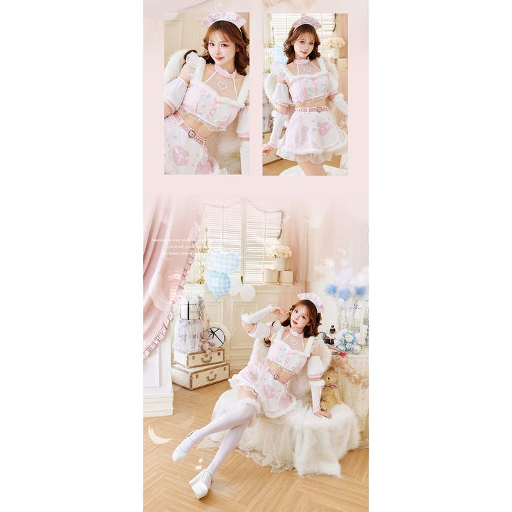 Malymoon ナース ブラック Malymoon デビルハーネスナース ハロウィンコスプレ9点セット