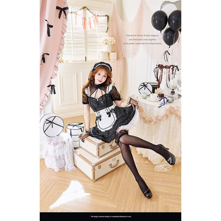 ブラック | シェリーツイードメイド《ハロウィンコスプレ8点セット》【Malymoon マリー… | Malymoon 