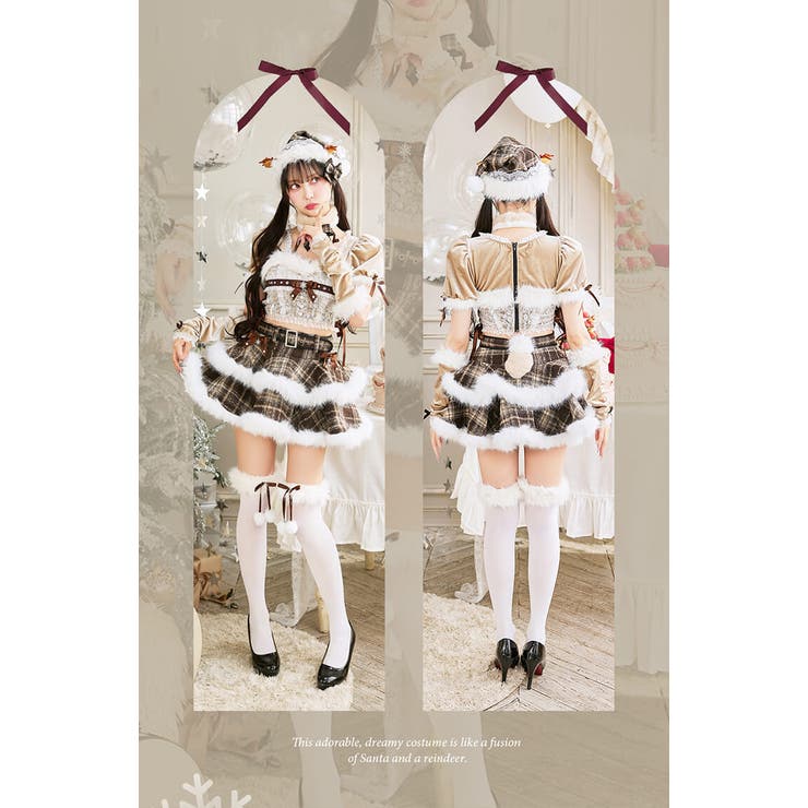 【完売品】【MLサイズ】 フレンチチェックノエルトナカイ マリームーン 新品 フレンチチェックノエルトナカイ[品番：MYMT0001092]｜Malymoon