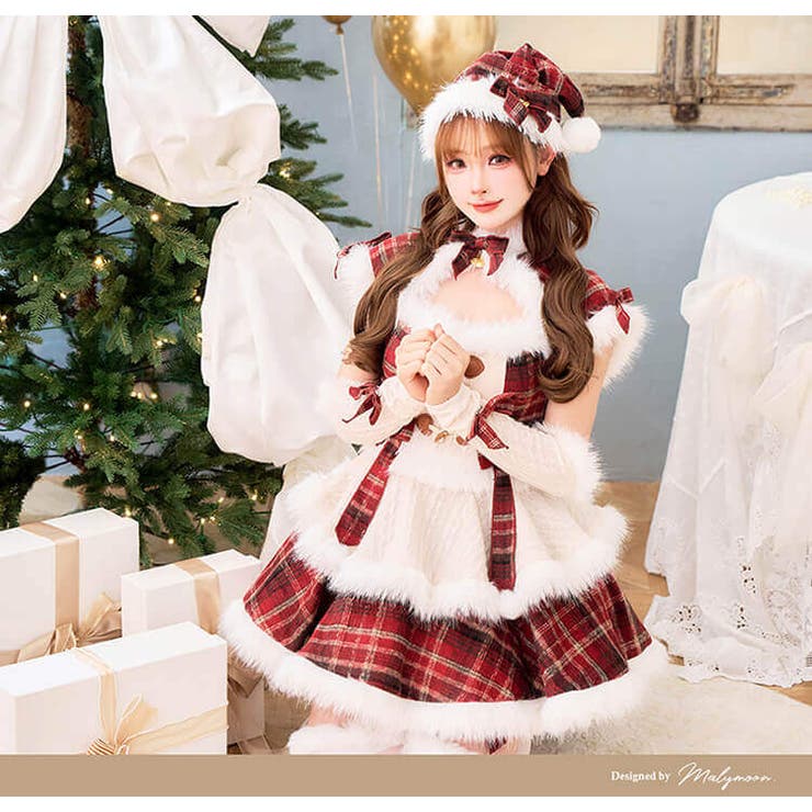 ミルキーニットダッフルチェックサンタ[品番：MYMT0001072]｜Malymoon