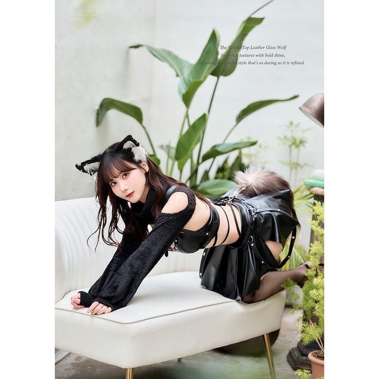 ニットトップレザーグロスウルフ[品番：MYMT0001024]｜Malymoon
