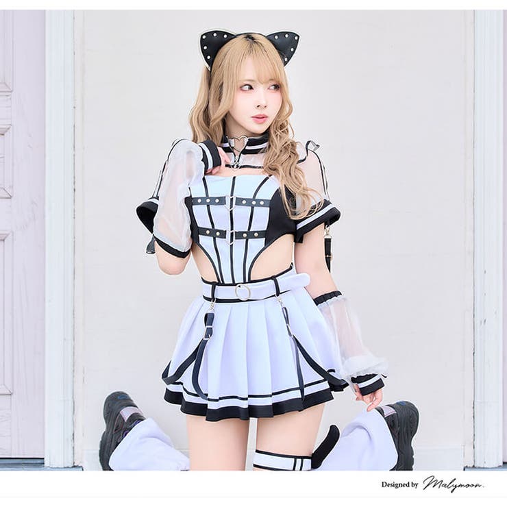 ブラック | 天使界隈サイドカットシアージャージキャット《ハロウィンコスプレ9点セット》【Ma… | Malymoon 