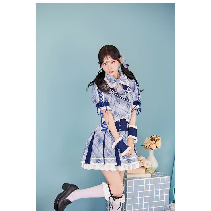 マリームーン キャンディチェックアイドルブレザー ブルー ハロウィンコスプレ キャンディチェックアイドルブレザー[品番：MYMT0001041]｜Malymoon