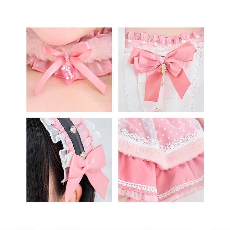 マリームーン　malymoonシュガードットシフォンピンクメイド シュガードットシフォンピンクメイド[品番：MYMT0001079]｜Malymoon