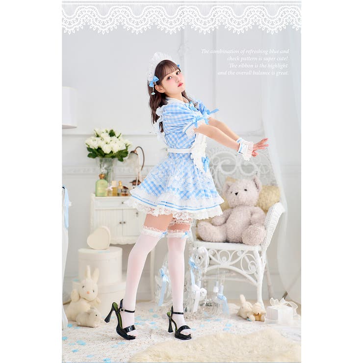【佐藤ノア着用】ブルーチェックリボンドールメイド《ホワイトデーコスプレ12点セッ… | Malymoon  | 詳細画像3 