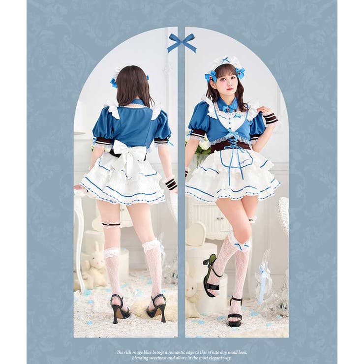 【佐藤ノア着用】ディープブルーロイヤルレースメイド《ホワイトデーコスプレ13点セ… | Malymoon  | 詳細画像7 