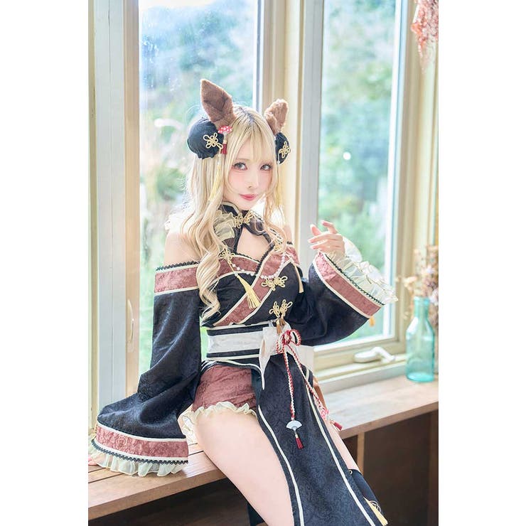 ブラックチャイナテールホースドレス[品番：MYMT0001113]｜Malymoon