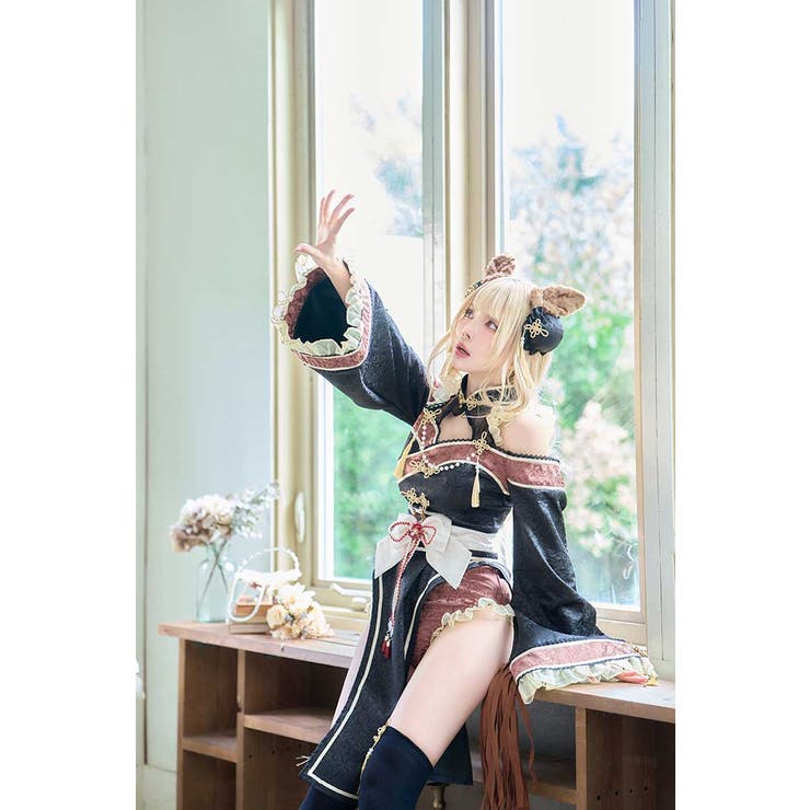 ブラックチャイナテールホースドレス[品番：MYMT0001113]｜Malymoon