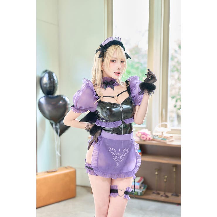 レザーサキュバスメイド《オリジナルコスプレ11点セット》【Malymoon