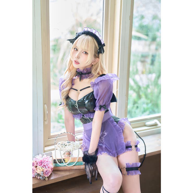 レザーサキュバスメイド《オリジナルコスプレ11点セット》【Malymoon