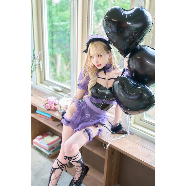 レザーサキュバスメイド《オリジナルコスプレ11点セット》【Malymoon