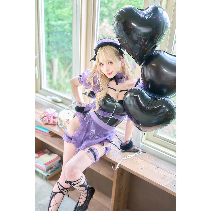 レザーサキュバスメイド《オリジナルコスプレ11点セット》【Malymoon