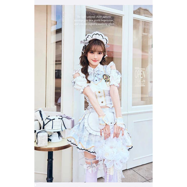 ホワイト | アイドルチュールチェックメイド《オリジナルコスプレ10点セット》【Malymoo… | Malymoon 