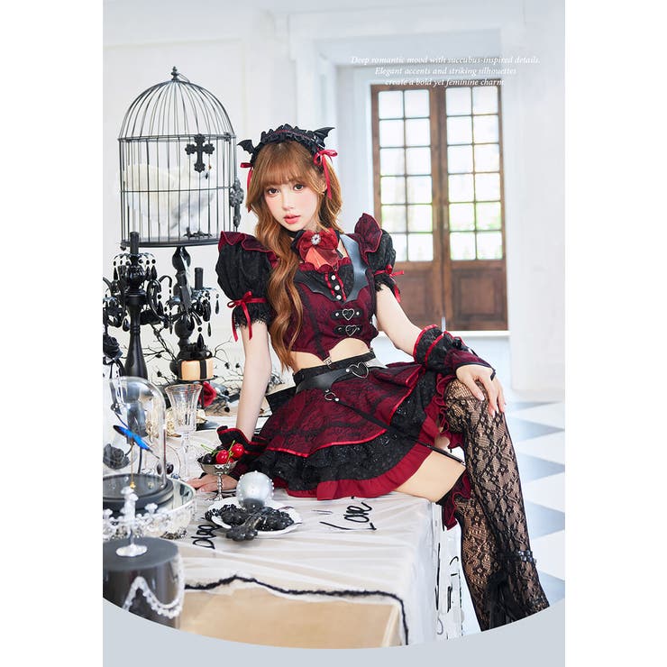 レッド | ディープラブサキュバスメイド《ハロウィンコスプレ10点セット》【Malymoon… | Malymoon 